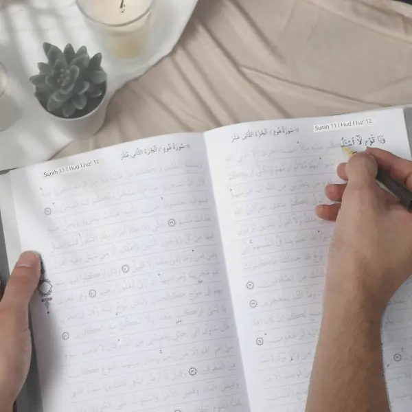 المصحف المظلل بخط اليد مثالي للكتابة وتعلم نص القرآن